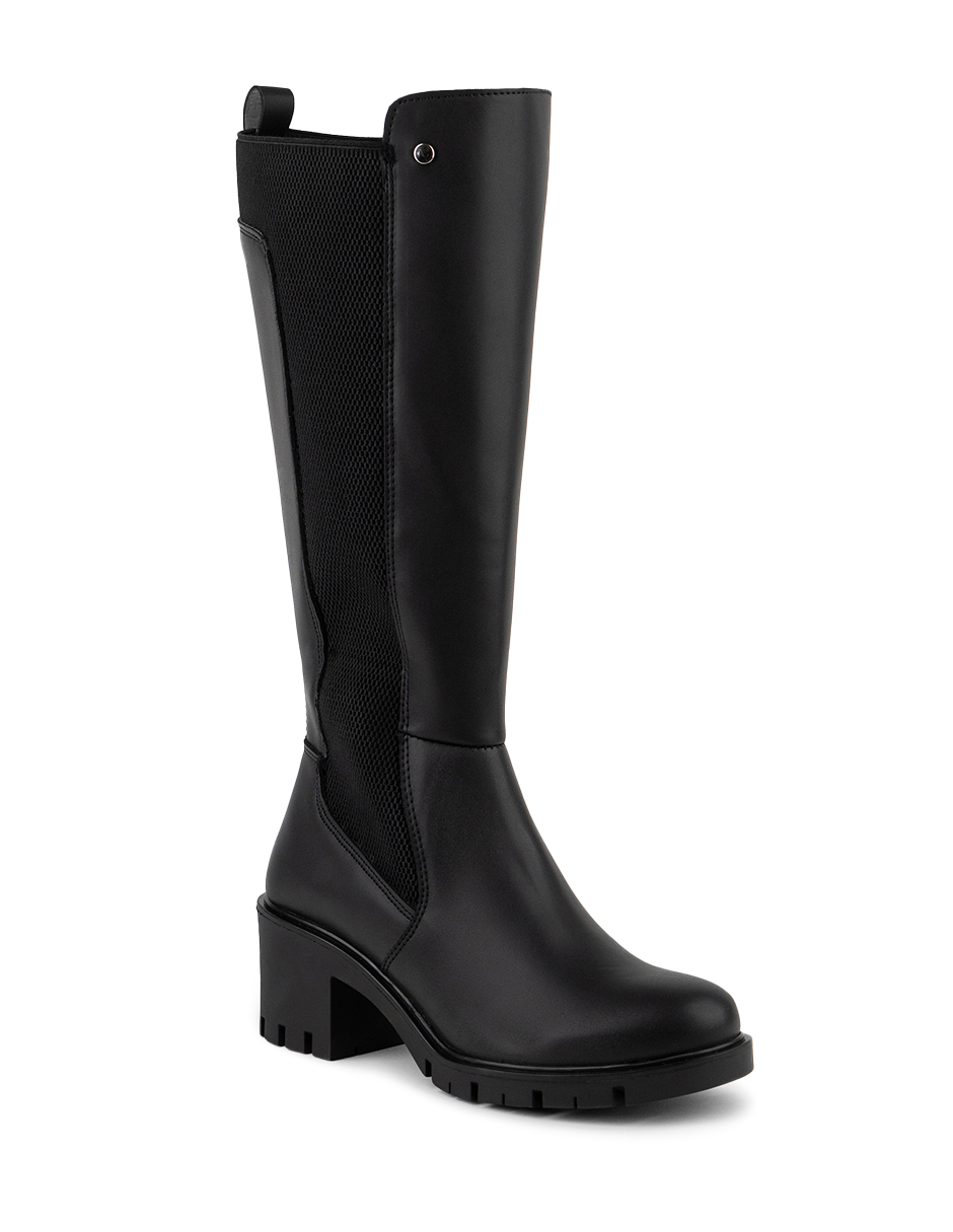 Bota alta negra para mujer Charlotte Black - vista tres cuartos