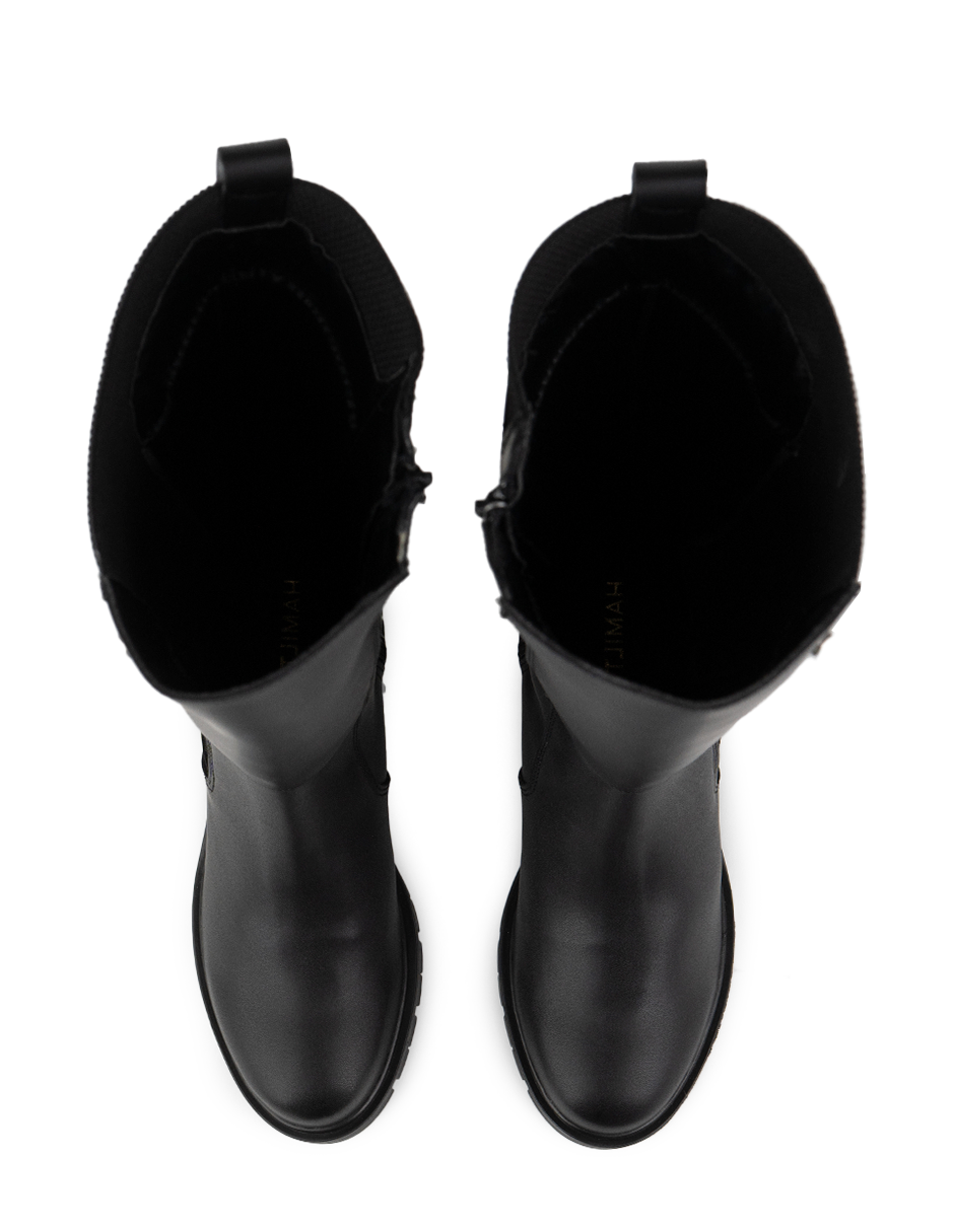Bota alta negra para mujer Charlotte Black - vista posterior